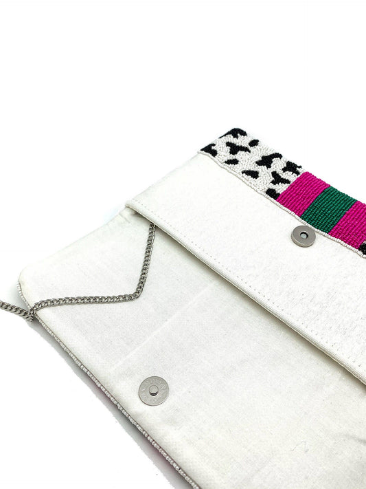 Cheetah Stripe Beaded Clutch