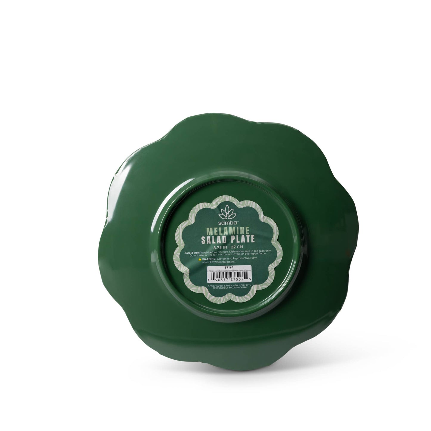 8.75" Melamine Bamboo Rim Salad Plate - Green Cabana