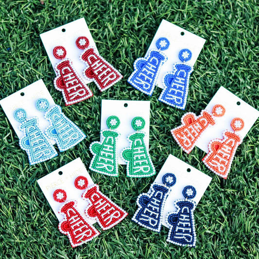 Beaded Megaphone Cheer Earrings