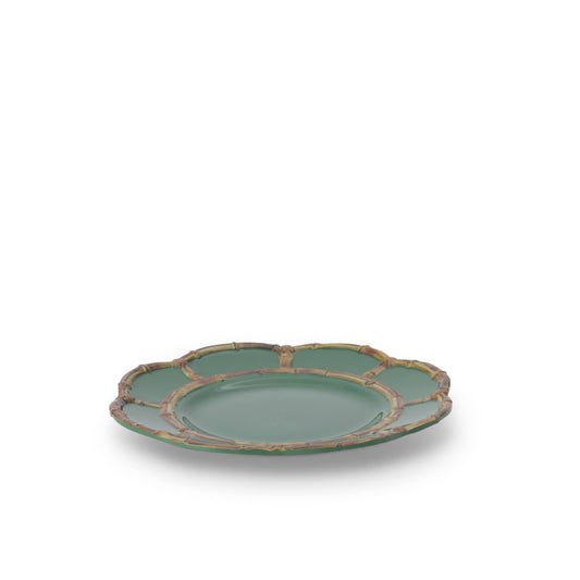 8.75" Melamine Bamboo Rim Salad Plate - Green Cabana