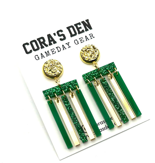 Flag Earrings - Green / Gold