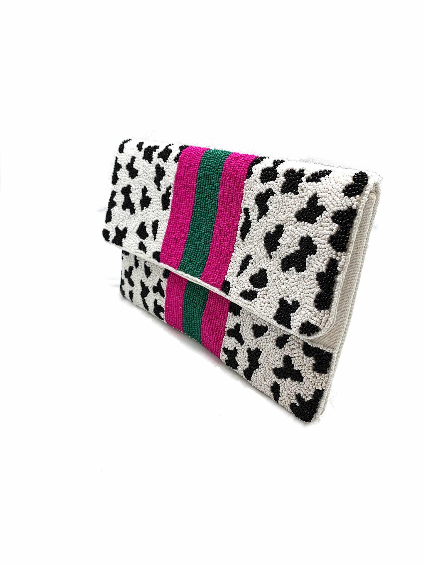 Cheetah Stripe Beaded Clutch