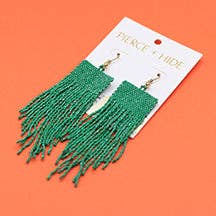 Beaded Square Fringe Earrings