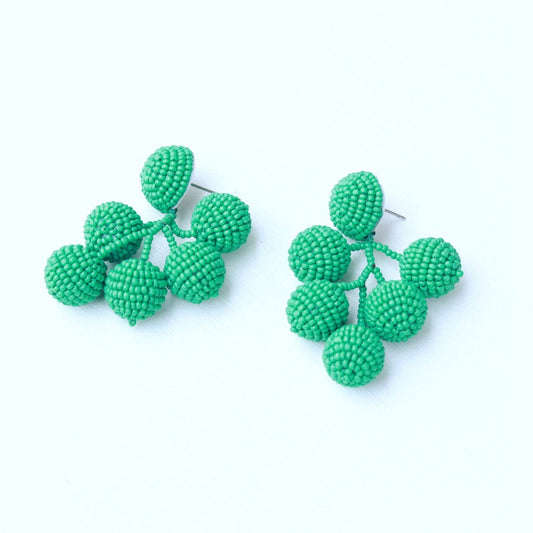 Green Beaded Bauble Drop Earring
