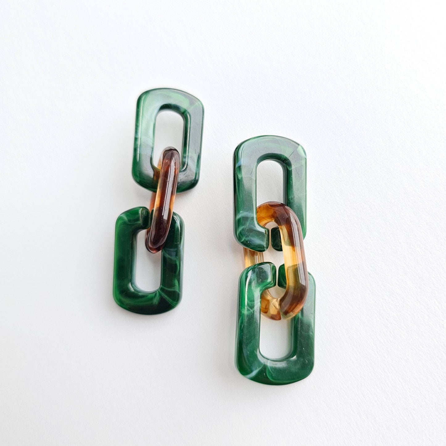 Tabitha Earrings - Forest Green & Amber