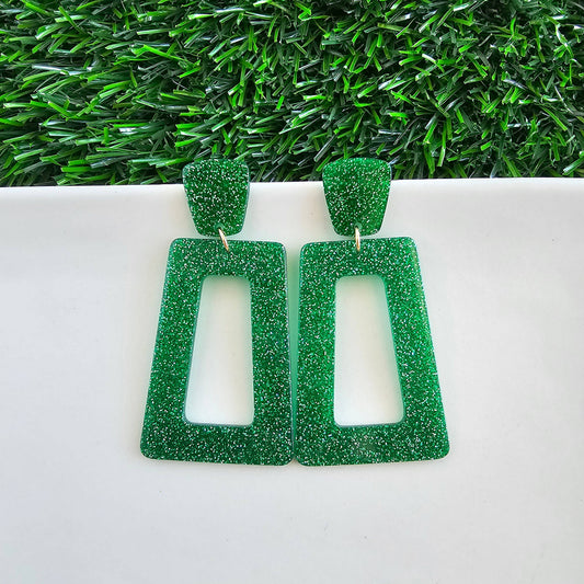 Avery Earrings - Green Glitter