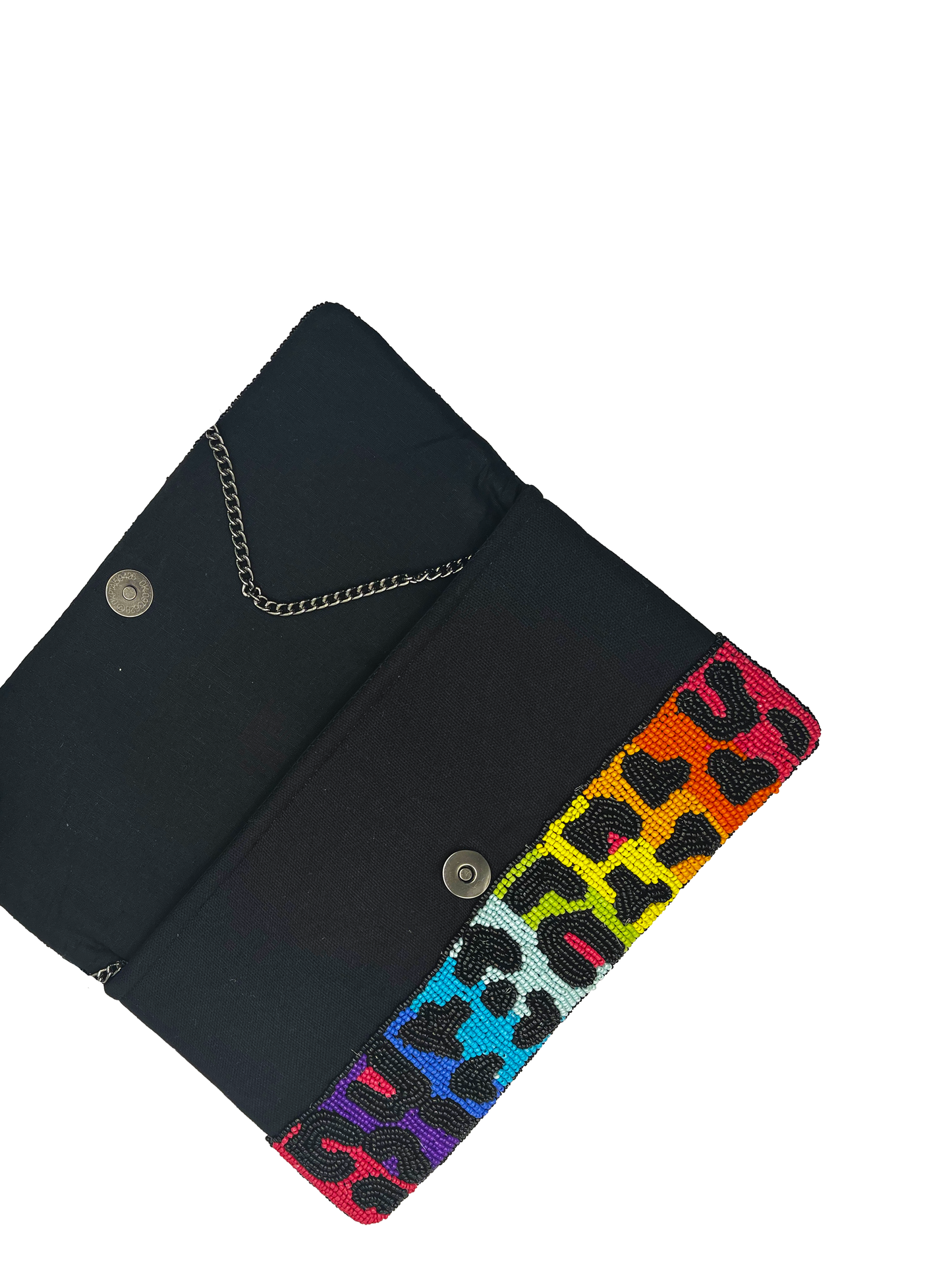 Rainbow Leopard Beaded Clutch