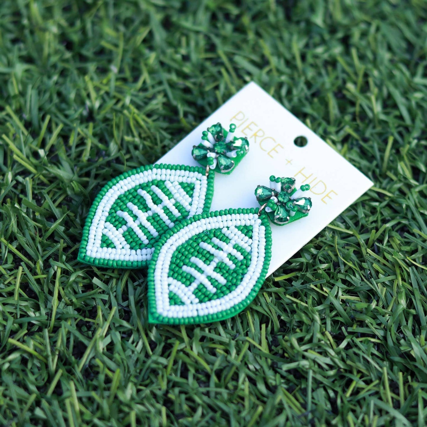 Beaded Football Earrings