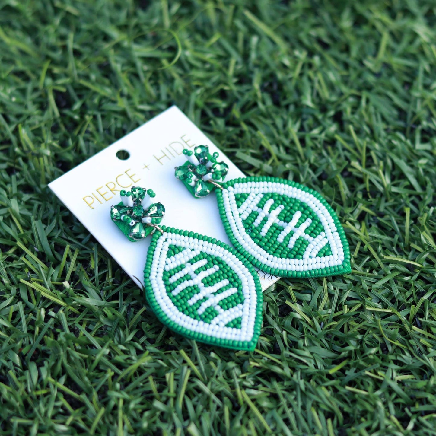 Beaded Football Earrings