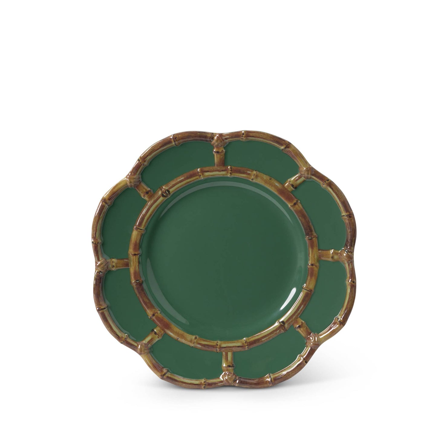 8.75" Melamine Bamboo Rim Salad Plate - Green Cabana