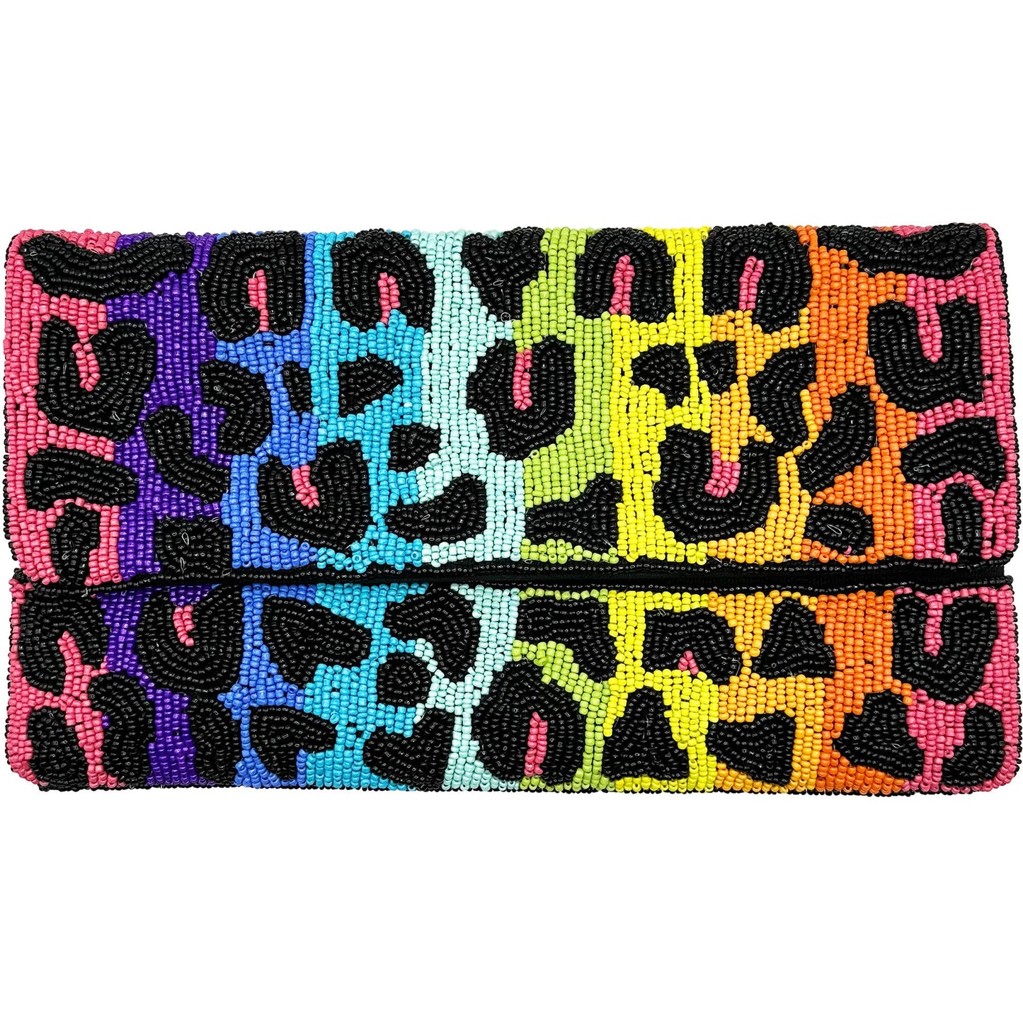 Rainbow Leopard Beaded Clutch