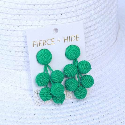 Green Beaded Bauble Drop Earring