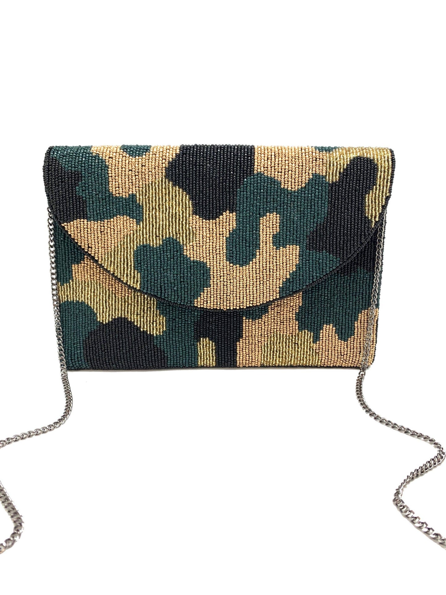 Camo Print Beaded Clutch
