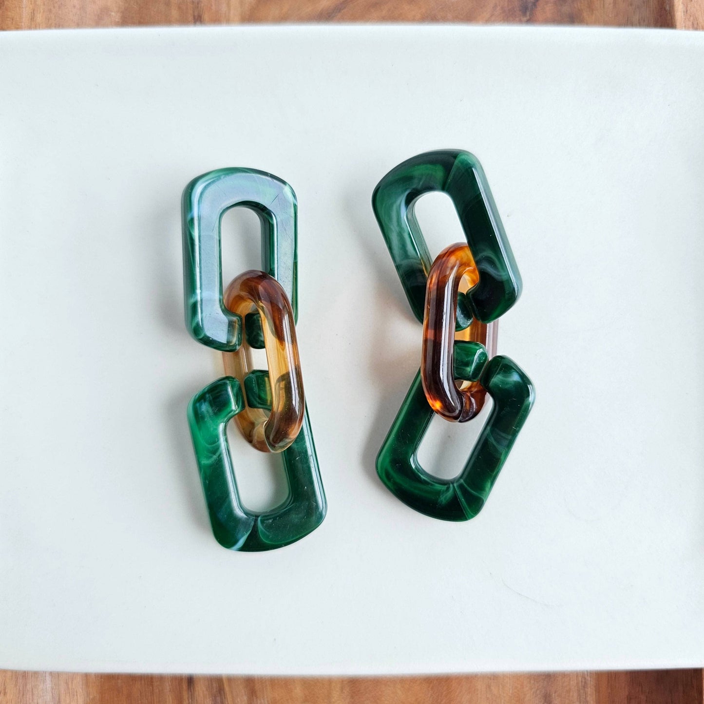 Tabitha Earrings - Forest Green & Amber