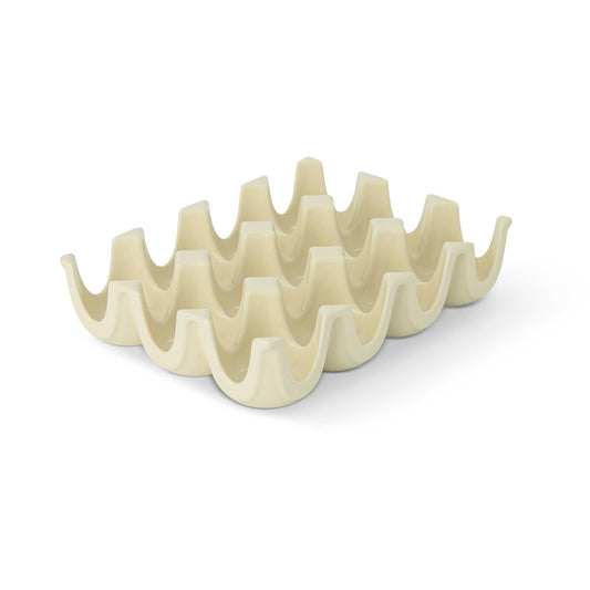 12 Section Speckled Ceramic Egg Tray - Ivory