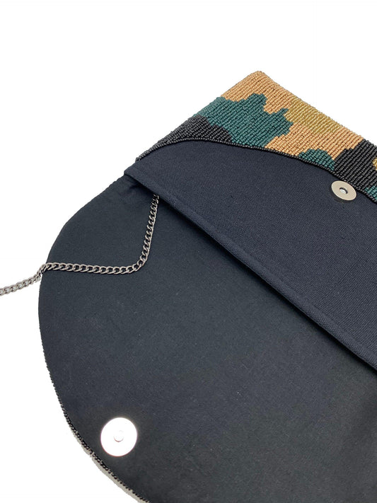 Camo Print Beaded Clutch